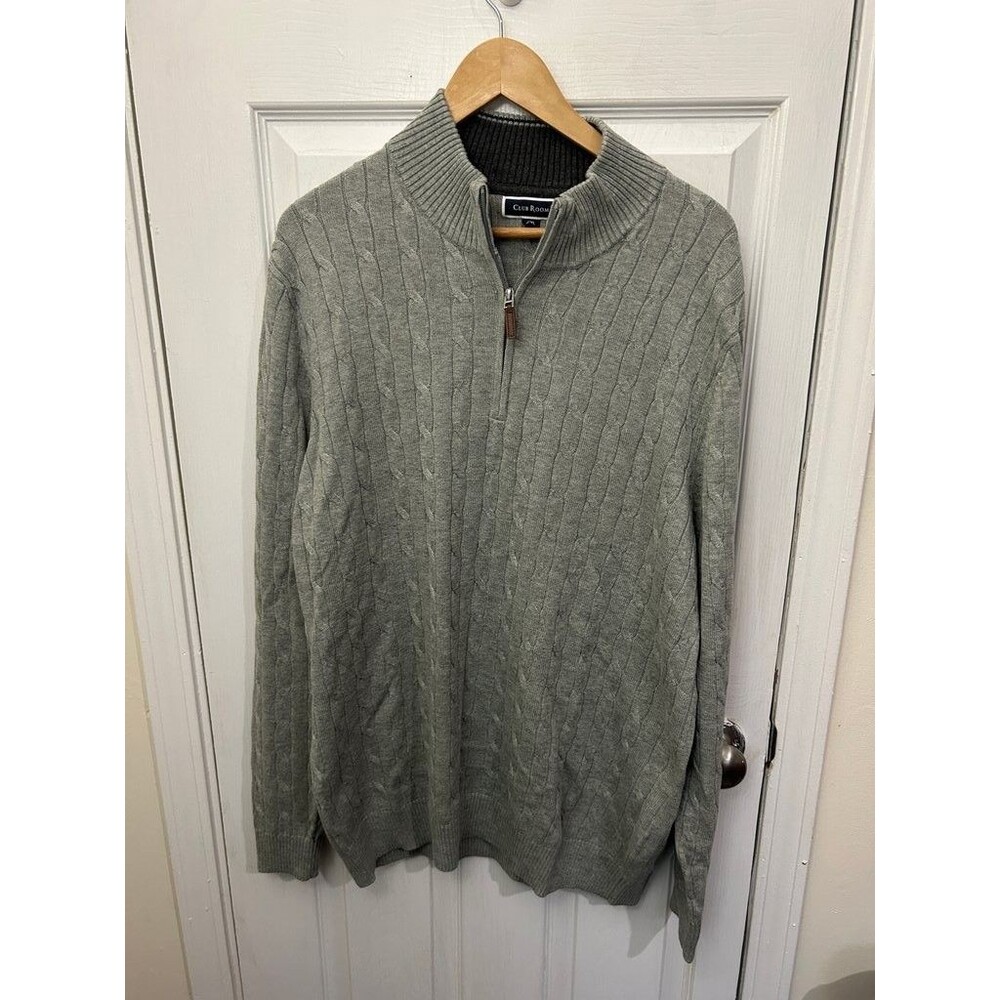 Club Room Men's Cable Knit Quarter-Zip Sweater